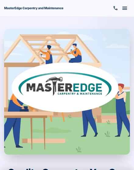 The Master Edge Carpentry site on a phone